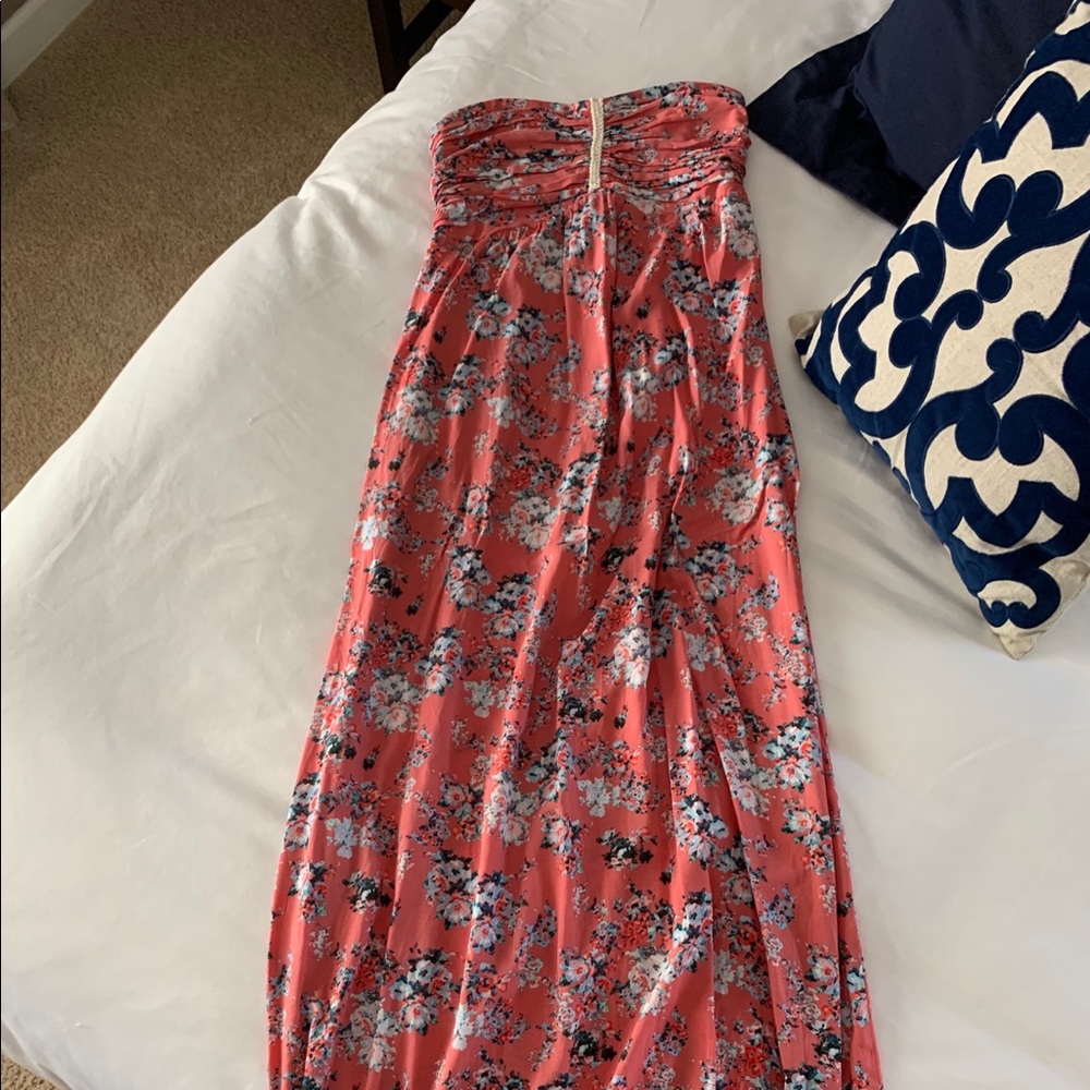 Floral Strapless Maxi Maternity Dress